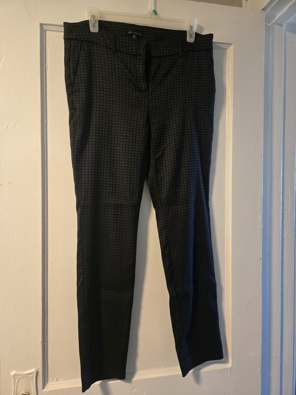 Willi Smith Black Micro-Pattern Dress Pants